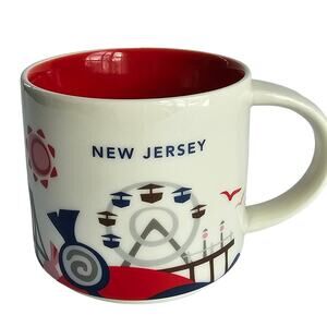 Starbucks You Are Here Coffee Mug New Jersey  Red White Gray Atlantic City